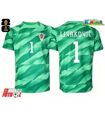 Croacia Dominik Livakovic #1 Portero Segunda Equipación Mundial 2026 Manga Corta